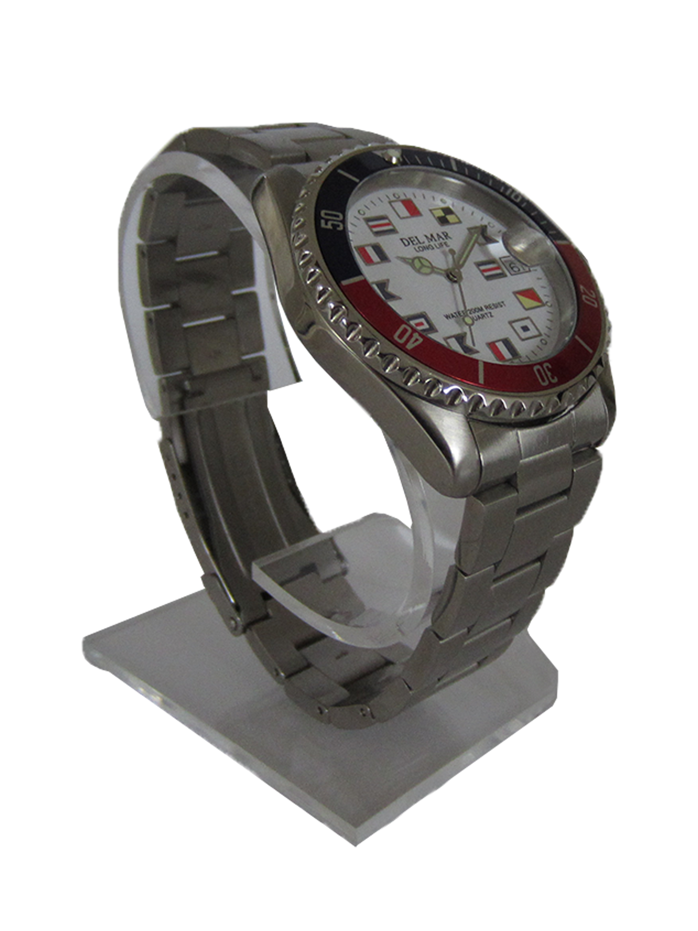 200M water resistant red blue bezel watch