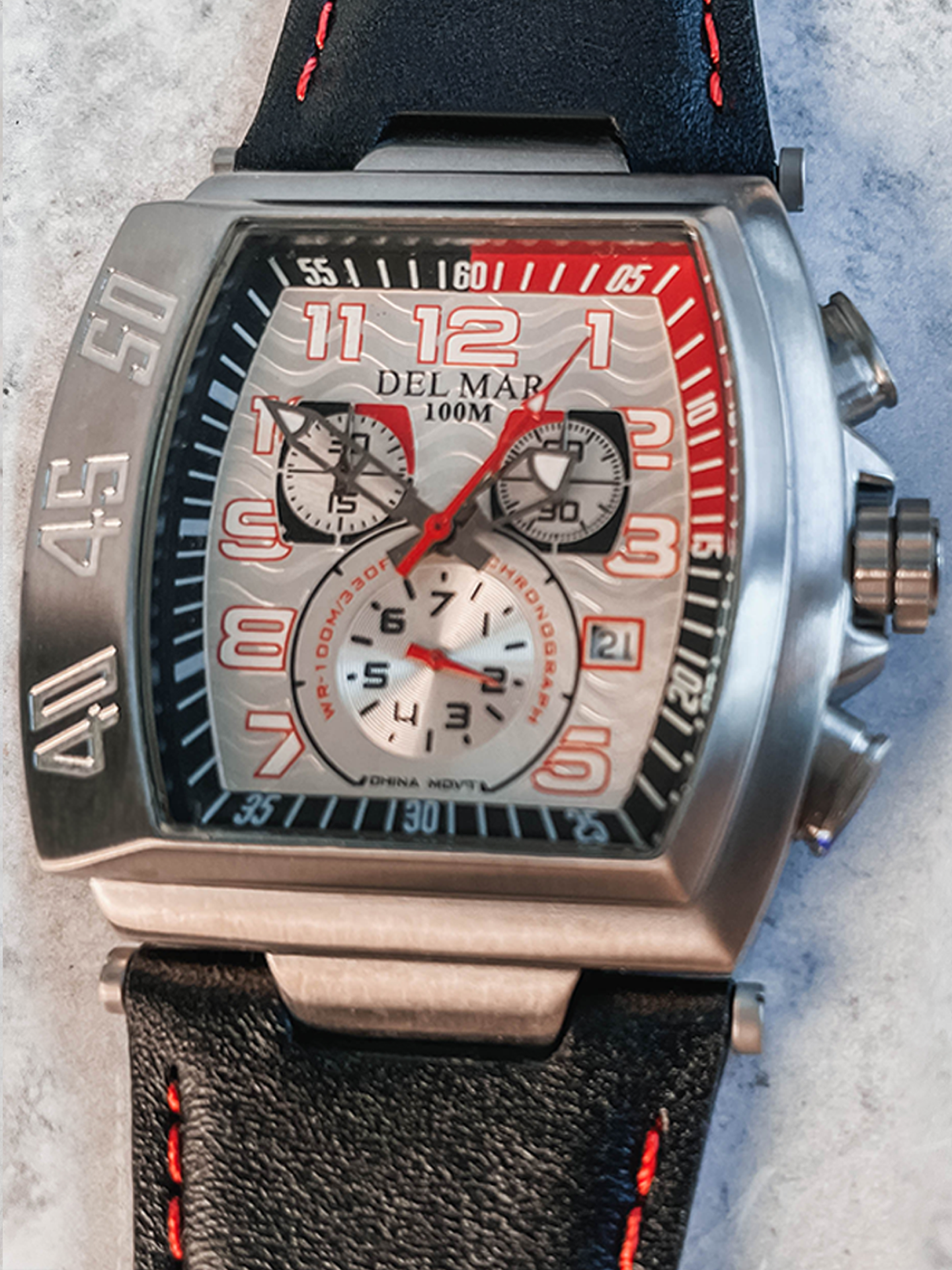 Del Mar Sport Chronograph Watch – Contemporary Dial Stopwatch – 100M