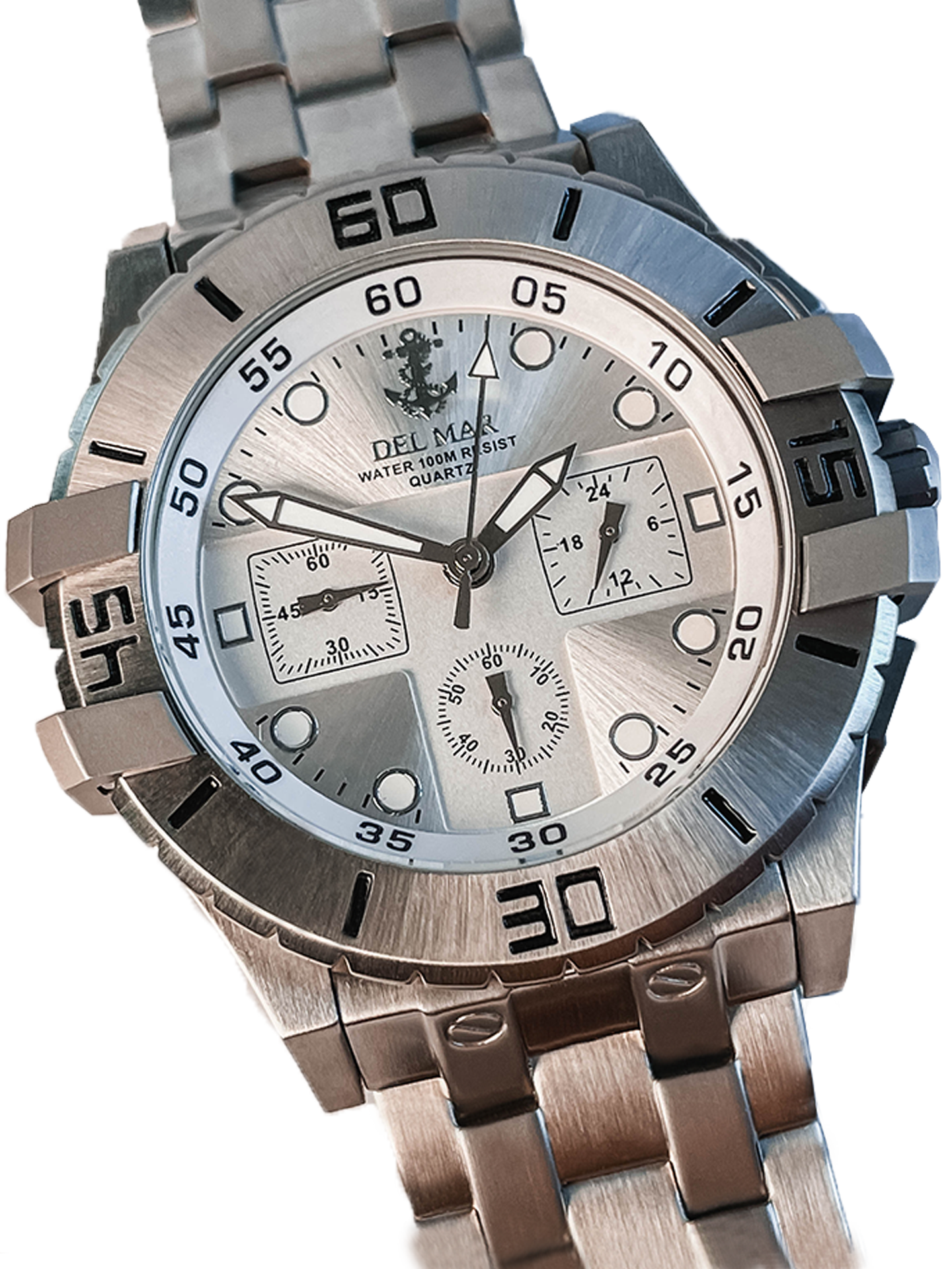 Men's All Stainless Steel Chronograph Watch 100M #50210